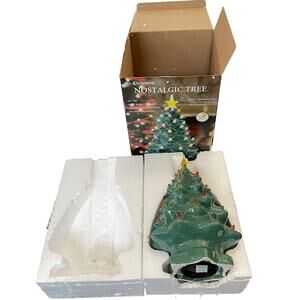 Mr Christmas Nostalgic Ceramic Tree 14” Star Top Multi Colored Lights & Box READ